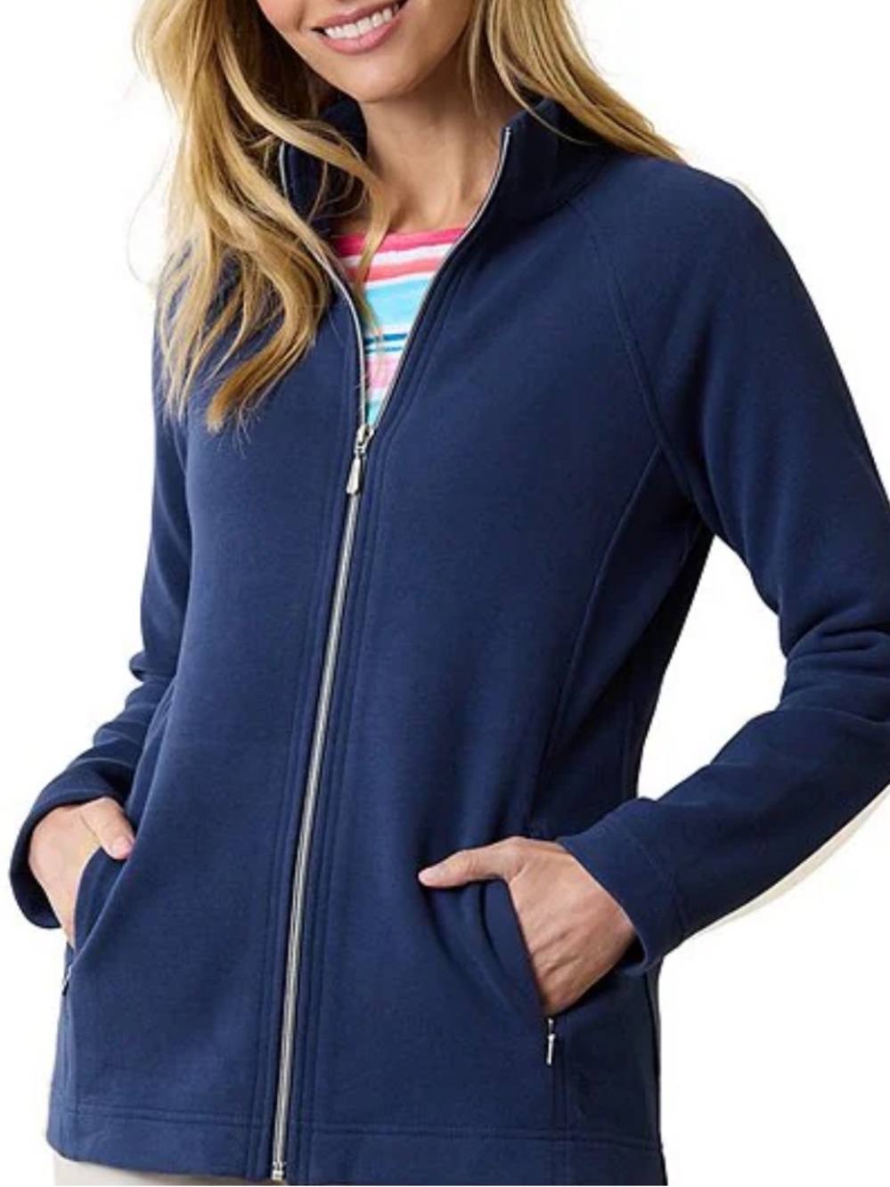 Tommy Bahama Aruba Full Zip Stand Collar Long Sleeve Sweatshirt Jacket Navy M